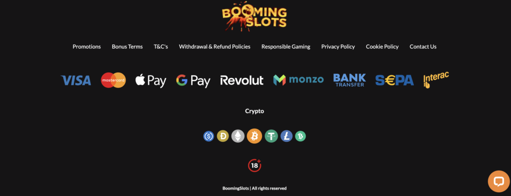 Booming Slots - payment options